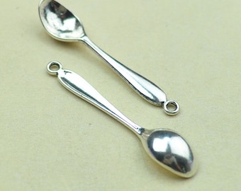 Cover Charms - 8pcs van antieke zilveren lepel charm hangers 11x55mm
