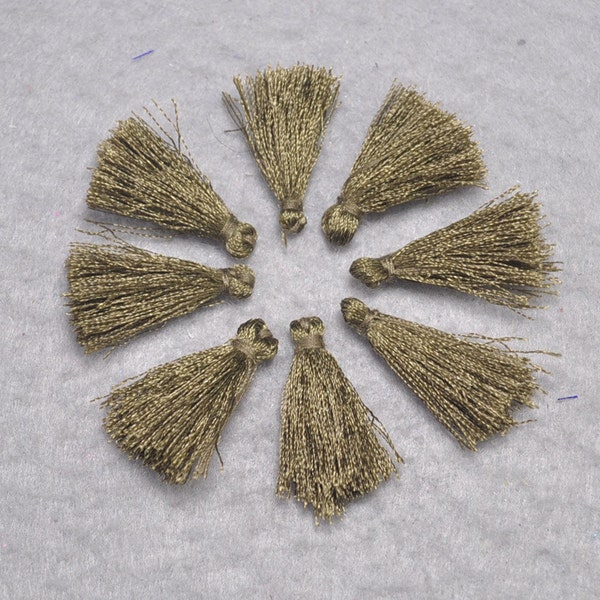 Reed Green Silk Tassels,30mm(1.18''inch) Handmade Tassel Charms,Tiny Short Tassel,Thread Tassels,Tassel Earring findings