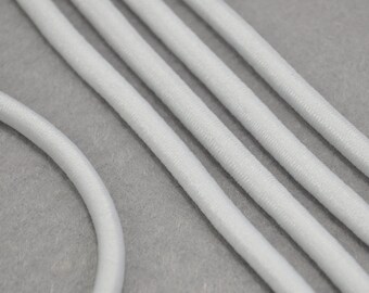 Ivory-White Round Elastic Cord--5m (5.46 Yds) Stretch Elastic Rope Srings,Thread Elastic Satin Cords-5mm