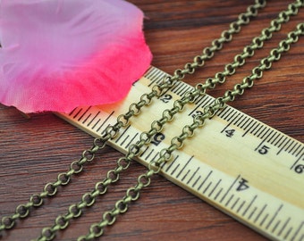 32ft(10meter) Metal Chains -3mm Antique Bronze Round Cable Link Chains,Open Link Chain,jewelry findings for bracelet