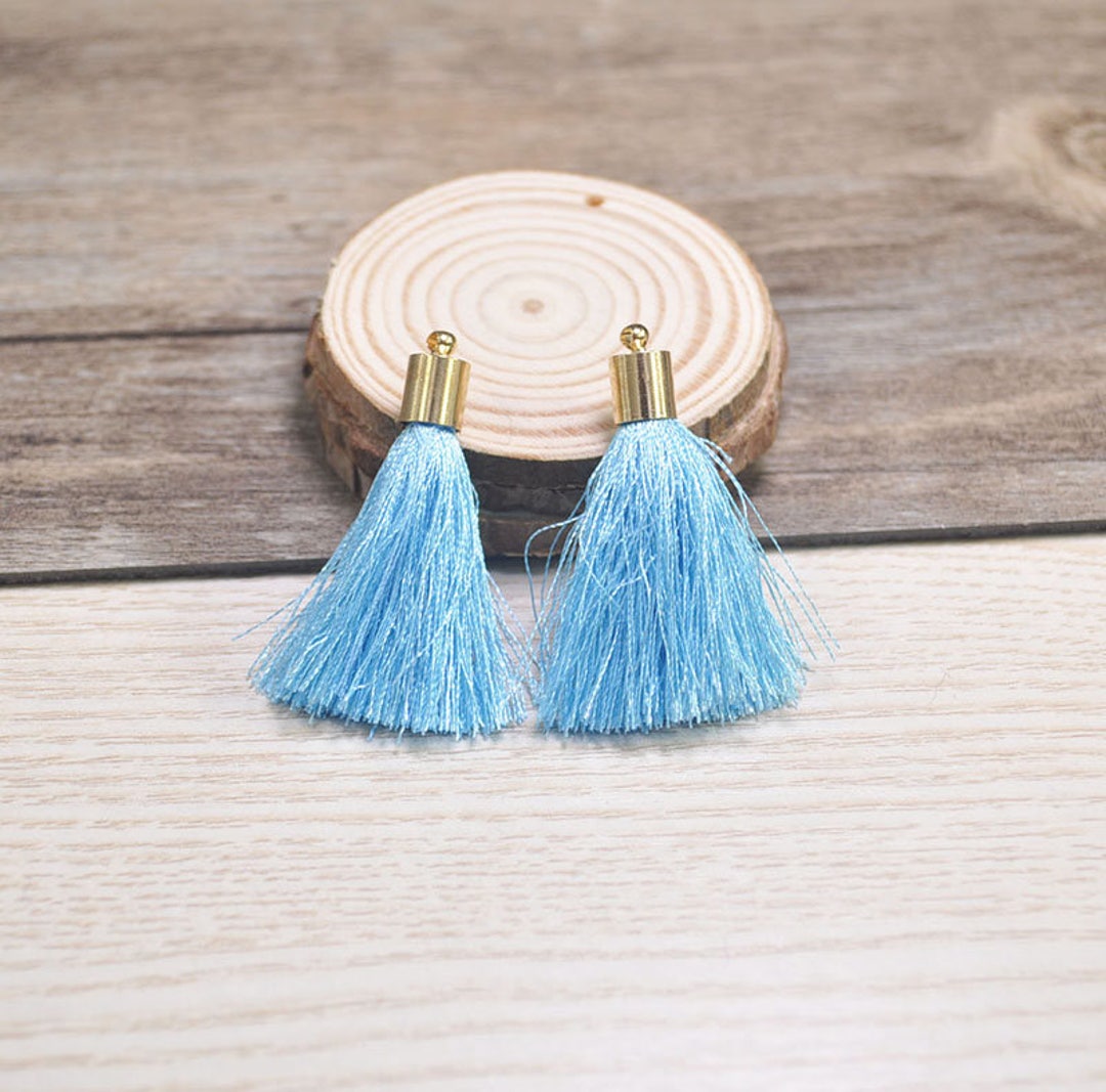 Light Blue Tassels Handmade Silk Tassel Charms 45mmgold Metal Etsy UK