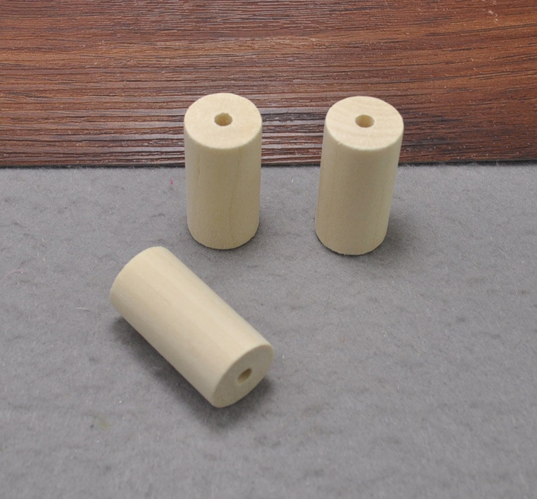 20pcs Geometric Wood Beadsnatural Polyhedron Cylinder Wooden Etsy