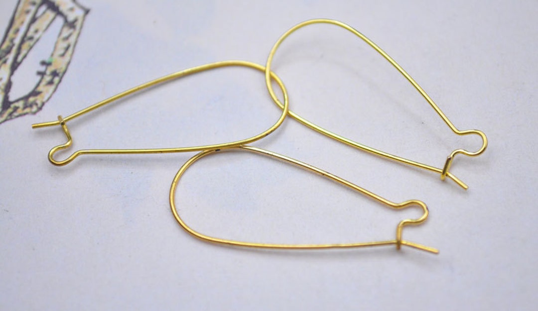 100PCS 50 Pairs 40mm Gold Tone Fish Hook Earrings Findings 