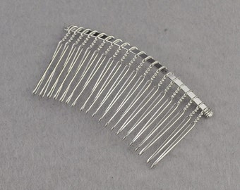 10 pezzi pettini per capelli in metallo argento 20 denti - Accessorio da sposa da sposa, accessori per capelli, pettine per capelli in metallo all'ingrosso fai-da-te - 75x38mm