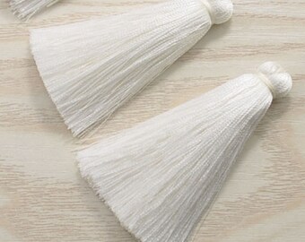 Wholesale Tassels,White Silk Tassels,Thick Tassels,65mm(2.55''inch)Tassels For Jewelry,Handmade Tassels,Tassel Earring findings