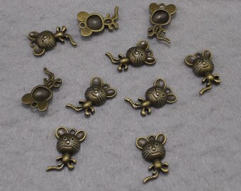 40pcs antique bronze Mouse charms,Mice charm pendant,  Bronze Mice pendants, Charm Bracelet,DIY Accessory Jewelry Making,Jewelry Supplies