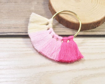2pc-grande Fan Tassels(2.18'' inch), colore misto cotone nappine in oro rotondo anello/Loop, cotone nappa orecchini, nappe per gioielli Making-B1 #