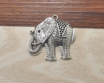 10pcs Elephant Charms --Animal Charm, Antique Silver  Elephant Charm Pendants 47x45mm