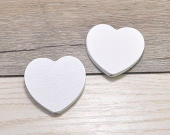 20pc Love Heart Wood Charm Beads,White Heart Shape Pendant 40mm,Painted Wood Pendant,Colorful Bead Supplies,Choose Your Color S03#