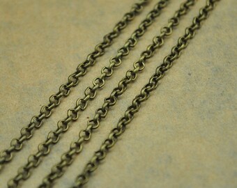 32ft(10meter) Metal Chains -2.5mm Antique Bronze Round Cable Link Chains,Open Link Chain,jewelry findings for bracelet