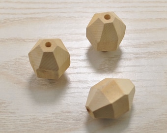 20st ovale Facted hout Bead geen vernis, natuurlijke veelvlak Faceted houten kralen 28x20mm, onvoltooide Faceted houten kralen, houten Craft