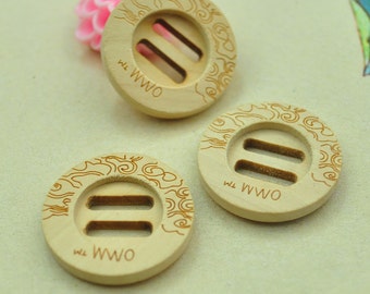 15pcs Painted Wooden Buttons, Natural Sew Through Wooden buttons (23mm, 20 in a set)