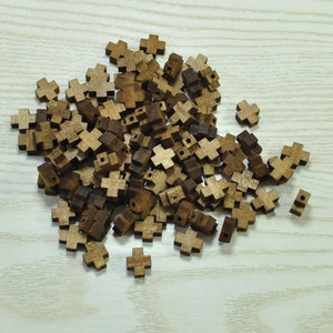 50pcs small wooden cross beads,mini wooden cross pendant 8.5mm,wooden Jesus craft