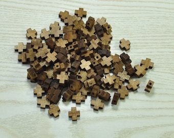 50pcs small wooden cross beads,mini wooden cross pendant 8.5mm,wooden Jesus craft