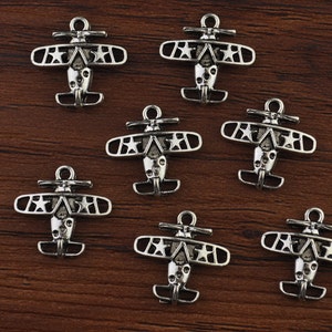 Air Plane Charms ,Air Plane Pendants,Antique Silver Tone 19x19mm-A