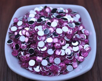 di 2000pcs set, acrilico strass - 5mm Glitter dorso strass rosa per decorazioni fai da te