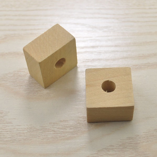 20pcs Square Wooden Bead,Unfinished Chunky Cube Wood Beads 25x25x15mm with 8mm Hole  ,Geometric Wood Beads,Wood Crafts