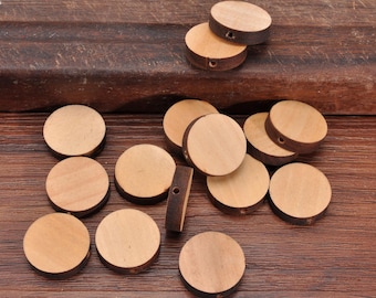 40 perline piatte e rotonde in legno naturale da 20 mm, perline rotonde in legno a disco, perline circolari, forniture per la creazione di gioielli, non rifinite, perline sfuse per la realizzazione di gioielli fai da te