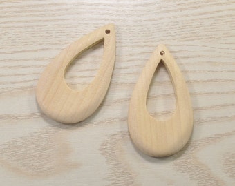 20pcs wood pendant,wooden earring accessories,hollow out  teardrop blank natural unfinished wood beads 60x28mm ,wood jewelry beads supplies