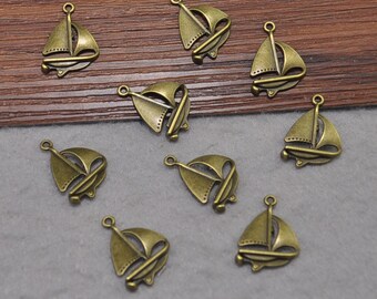 30pcs Sailing Boat,Sailing Ship Charm,Antique Bronze Metal Sailing Boat Charm,Sailing Boat Jewelry Making Findings 23x17MM