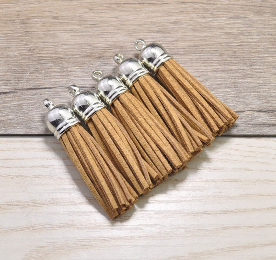 20pcs Medium Tassels Craft 2'',khaki Suede Leather Tassels 52mm,fringe