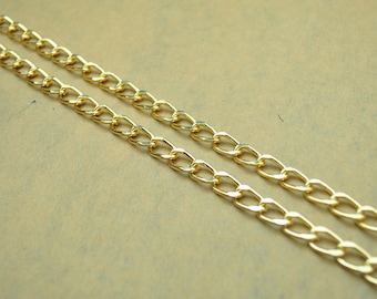 Light gold chain,aluminium chain,twist cut open link  chain,1 meter(3.3 feet)