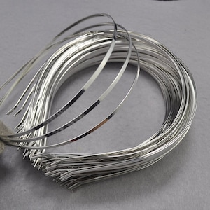 銀メッキメタルヘッドバンド - 20個 3 mm シルバーメタルヘッドバンド 曲がった端付き