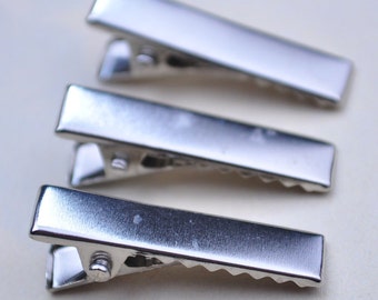 50pcs silver Clips with Teeth, Alligator Clips,Hair Clip, Hair Bow, Set of Clips, Crafting Supplies(28mmx6mm)