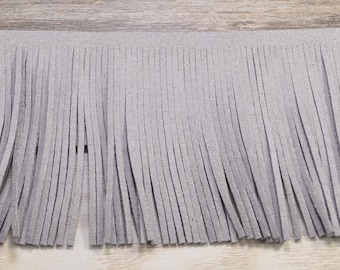 3.07'' lange Fringe Trims, Faux Suede franje Trims 78mm, jurk Fringe Trims, licht grijze gefranjerde kwast Diy voor schoenen, tassen, portemonnees, sleutelhangers