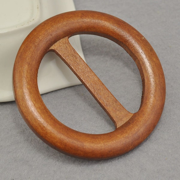 Vintga Wood Belt Buckle,Brown Round Belt Buckle or Bag Buckle 76mm