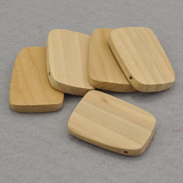 wood bead--Square Flat Natural Unfinished Wood Beads 40x29x6.5mm ,Wood Jewelry Beads Supplies