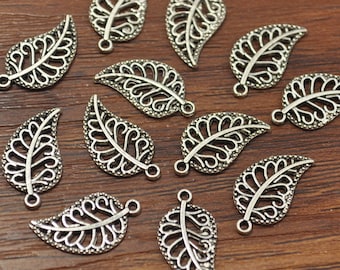 Leaf Charm,Leaf Pendant,Antique Silver Tone 18x10mm -A1745