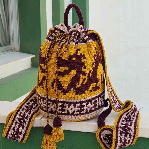 Crochet bag pattern, Tote bag, Backpack, Tapestry bucket bag pattern