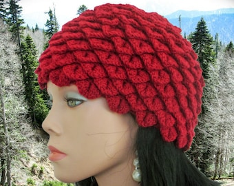 Crochet hat pattern, Crocodile Stitch hat, Winter hat for women