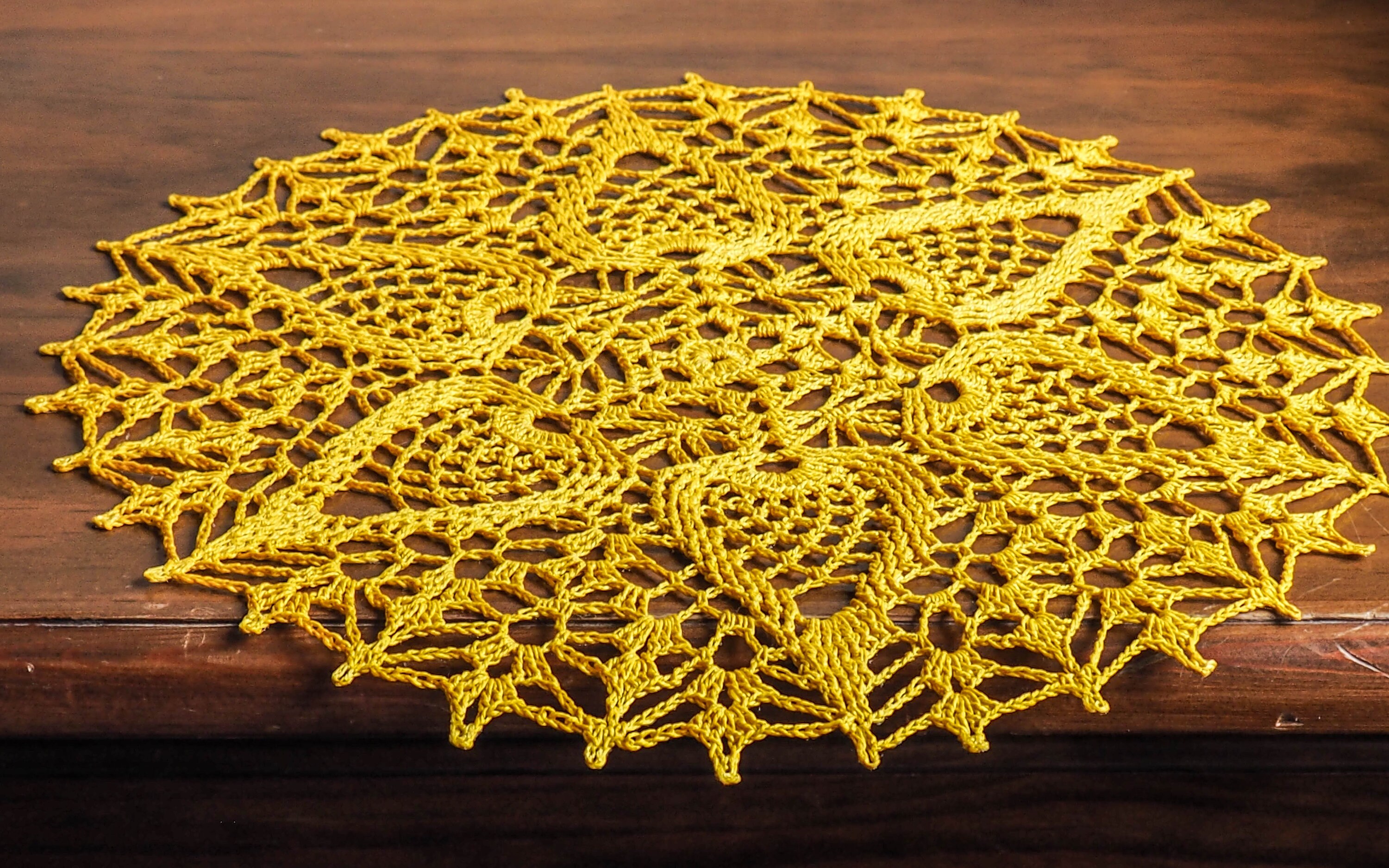 Crochet lace doily for sale 14 inch doily centerpiece Yellow Etsy
