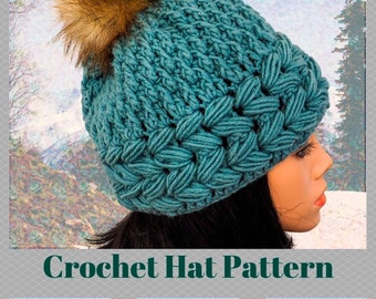 Crochet hat patterns, Pompom hat pattern, Womens winter hat
