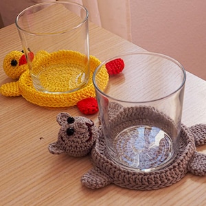Crochet Easter Coaster Pattern, Crochet Chicken Coaster, Amigurumi Pattern PDF, Bear Coaster tutorial, crochet pattern