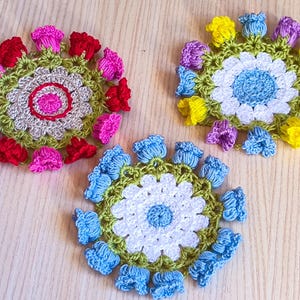 Flower coaster crochet pattern, easy DIY coaster tutorial, crochet coasters pdf, pot crochet pattern, coffee and tea coasters, home decor