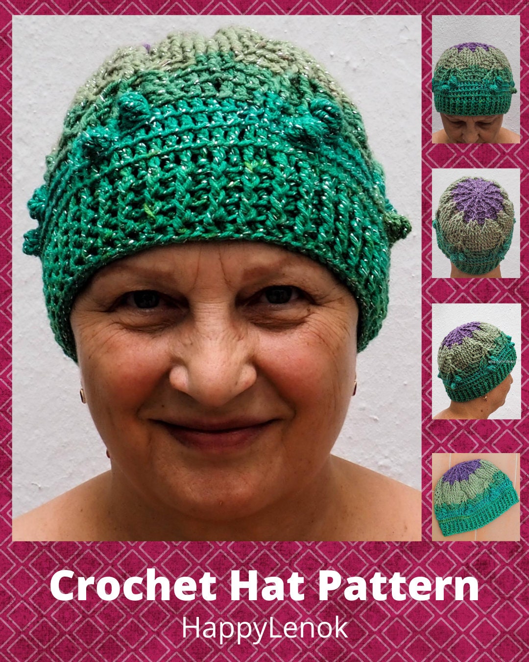 Crochet Hat Pattern Beanie Hat Patterns Womens Winter Hat Etsy