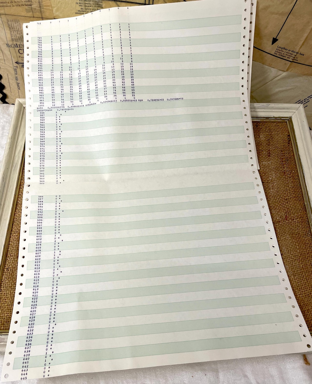 80s Computer Dot Matrix Printout Green Bar Scientific Data 25 Sheets 11 ...