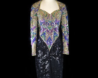 Vintage Naeem Khan Beaded Silk Gown, Couture Embellished Dress - Etsy