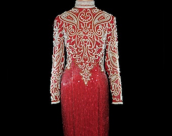 Vintage Naeem Khan Beaded Silk Gown, Couture Embellished Dress - Etsy