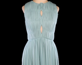 GERESERVEERD - GRES-jurk zijden jersey maxi-jurk Franse couture Griekse godin mouwloze rode loper formele kiekeboe uitsparing blauwgroen