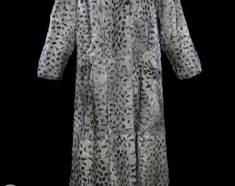 Long Fur Coat, Spotted Rabbit Fur Jacket Animal Print
