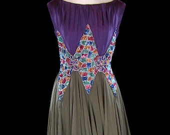 Robe en mousseline de soie à sequins et perles des années 1930, robe art déco, déesse grecque se rassemble, sans manches, robe de soirée formelle tapis rouge antique