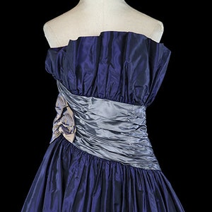 Pierre Balmain dress, silk taffeta, vintage french couture, strapless, big New Look full skirt, bows, ruched waist, cocktail,party,reception