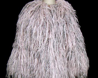 Hand woven goat hair coat, big shaggy yeti, fluffy Tibetan Mongolian lamb style long haired fur, boho bohemian, avant garde