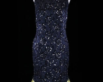 Oscar de la Renta sequined & beaded lace dress, gold yellow silk taffeta ruffled trumpet fishtail hem, couture, party evening red carpet