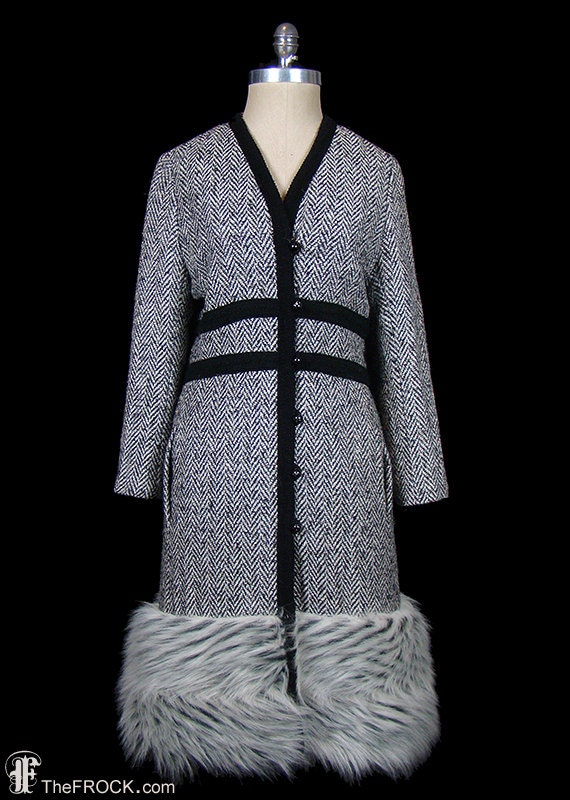 Yves Saint Laurent dress, vintage herringbone woo… - image 1