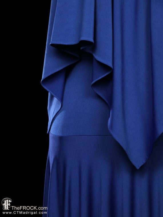 HALSTON maxi dress, blue halter gown sleeveless 1… - image 4